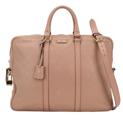 Briefcase, &pound;495, Handbags, Pink, Leather, Front view